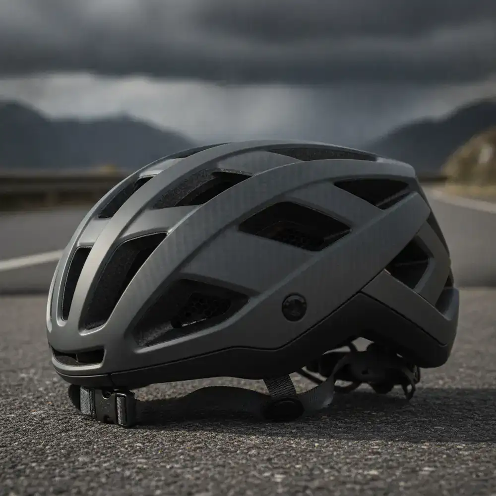 Detail of a premium cycling helmet
